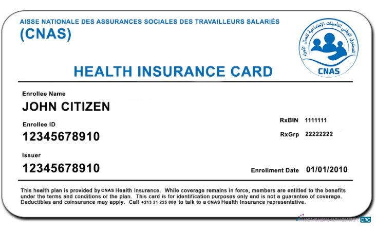Download Algeria CNAS health insurance card Photoshop template